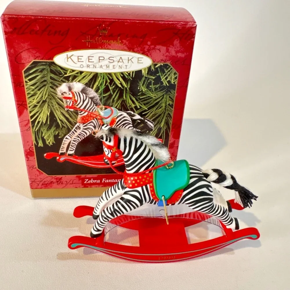 Hallmark Keepsake Ornament 1999 Zebra Fantasy Rocking Horse Linda Sickman Vtg